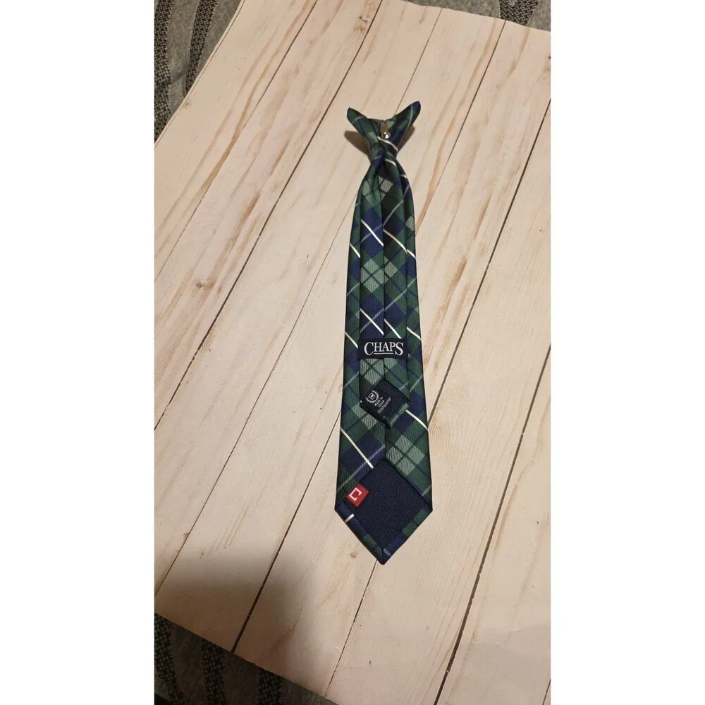 BOYS' CHAPS CLIP ON TIE - GREEN PLAID - Wedding Party Formal Event Shower